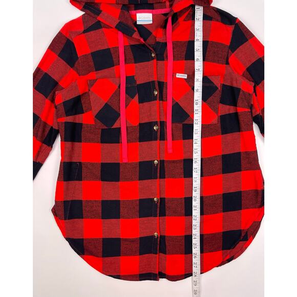 Columbia Women’s Plaid Flannel Hooded Button Down Shirt Size M - Picture 11 of 12